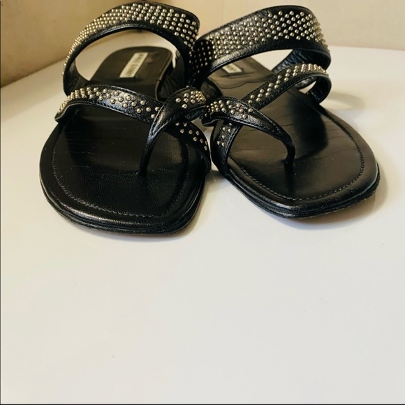 SOLD  Manolo Blahnik Susa Black Sandals Flats 38 - Picture 4 of 9